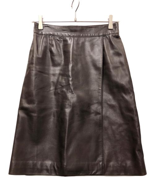 CELINE（セリーヌ）CELINE (セリーヌ) ラムレザースカート ダークブラウン サイズ:36の古着・服飾アイテム
