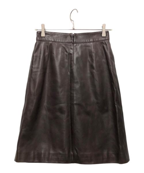 CELINE（セリーヌ）CELINE (セリーヌ) ラムレザースカート ダークブラウン サイズ:36の古着・服飾アイテム