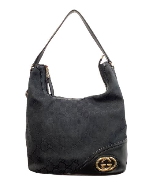 GUCCI（グッチ）GUCCI (グッチ) GGキャンバスワンショルダーバッグ　インターロッキングGG ブラックの古着・服飾アイテム