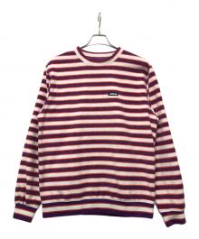 stussy（ステューシー）の古着「Striped Polar Fleece Crew」｜ホワイト×パープル