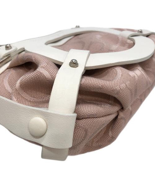 Salvatore Ferragamo（サルヴァトーレ フェラガモ）Salvatore Ferragamo (サルヴァトーレ フェラガモ) ガンチーニショルダーバッグ ホワイト×ピンクの古着・服飾アイテム