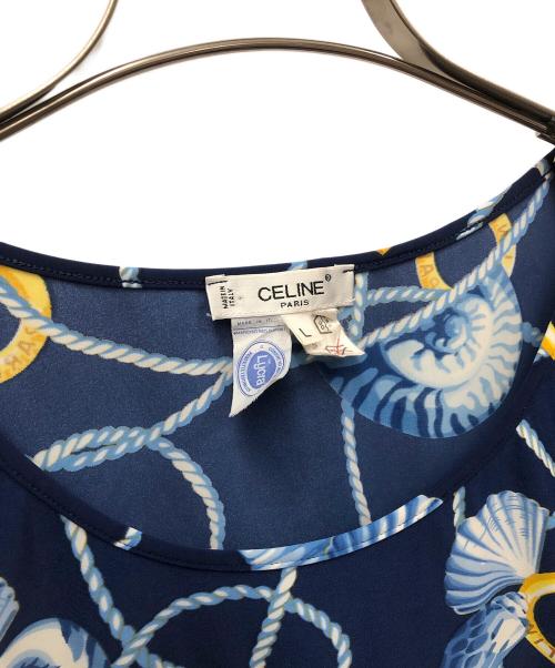 CELINE（セリーヌ）CELINE (セリーヌ) 半袖ブラウス ブルー サイズ:Lの古着・服飾アイテム