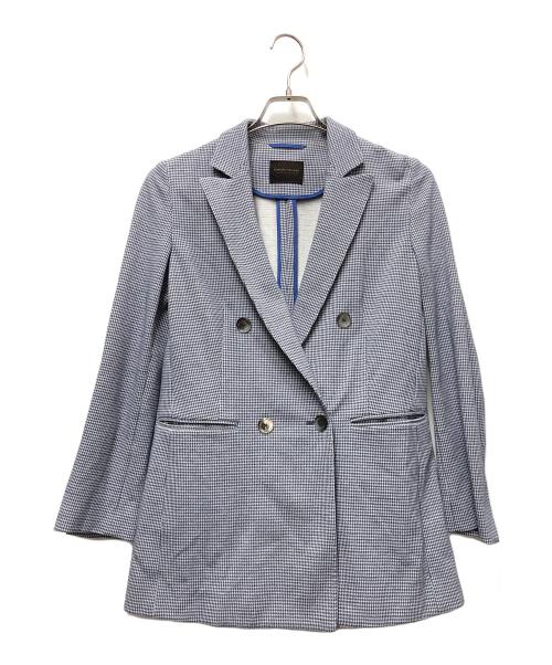 TOMORROW LAND collection（トゥモローランドコレクション）TOMORROW LAND collection (トゥモローランドコレクション) ジャージーシェファードチェックダブルブレストジャケット ブルー サイズ:36の古着・服飾アイテム