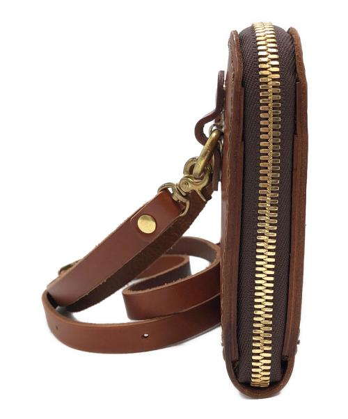 Herz（ヘルツ）Herz (ヘルツ) 牛革　ウォレットショルダーバック ブラウンの古着・服飾アイテム