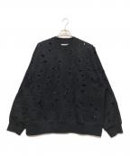 MAISON SPECIALメゾンスペシャル）の古着「リーフカットワークエンブロイダリークルーネックスウェット」｜ブラック