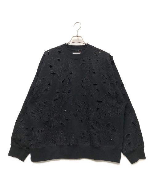 MAISON SPECIAL（メゾンスペシャル）MAISON SPECIAL (メゾンスペシャル) リーフカットワークエンブロイダリークルーネックスウェット ブラック サイズ:01の古着・服飾アイテム
