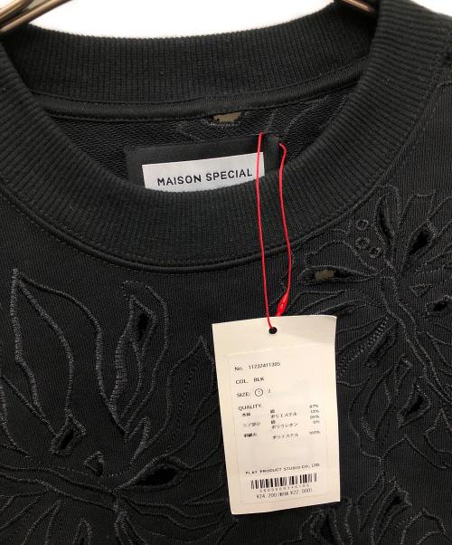MAISON SPECIAL（メゾンスペシャル）MAISON SPECIAL (メゾンスペシャル) リーフカットワークエンブロイダリークルーネックスウェット ブラック サイズ:01の古着・服飾アイテム