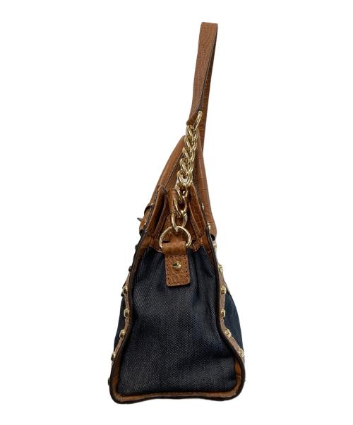 MICHAEL KORS（マイケル・コース）MICHAEL KORS (マイケル・コース) ハミルトンクロコ型押しデニム2wayショルダーバッグ ブラウン×ネイビーの古着・服飾アイテム