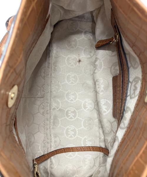 MICHAEL KORS（マイケル・コース）MICHAEL KORS (マイケル・コース) ハミルトンクロコ型押しデニム2wayショルダーバッグ ブラウン×ネイビーの古着・服飾アイテム