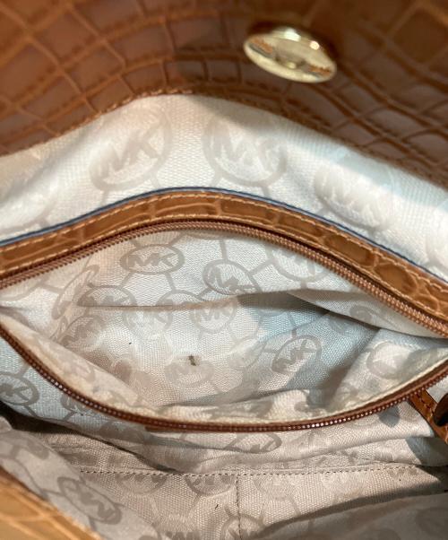 MICHAEL KORS（マイケル・コース）MICHAEL KORS (マイケル・コース) ハミルトンクロコ型押しデニム2wayショルダーバッグ ブラウン×ネイビーの古着・服飾アイテム