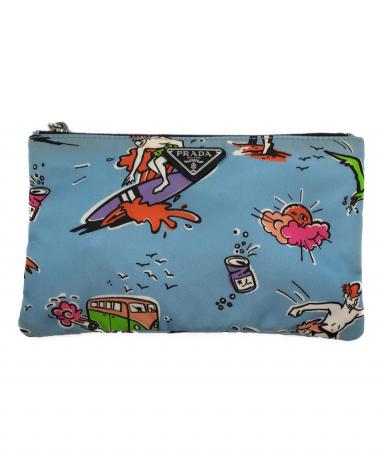 中古・古着通販】PRADA (プラダ) ナイロンポーチ ブルー｜ブランド
