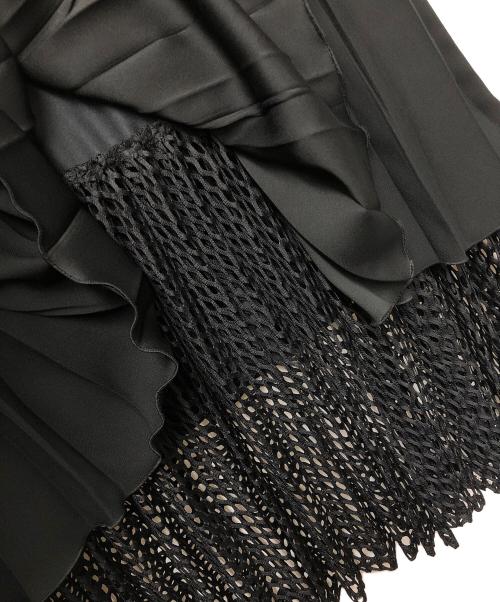 UN3D.（アンスリード）UN3D. (アンスリード) メッシュオリガミプリーツスカート ブラック サイズ:Mの古着・服飾アイテム