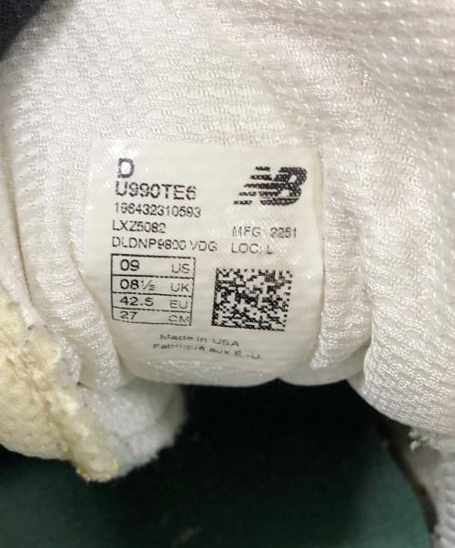 NEW BALANCE（ニューバランス）NEW BALANCE (ニューバランス) ローカットスニーカーU990TE6 ベージュ×グリーン サイズ:27cmの古着・服飾アイテム