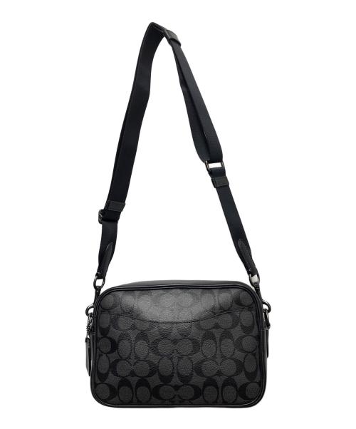 COACH（コーチ）COACH (コーチ) チャコール エリアス クロスボディ・シグネチャー キャンバス　ショルダーバッグ ブラック×グレーの古着・服飾アイテム