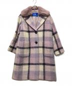 BLUE LABEL CRESTBRIDGEブルーレーベルクレストブリッジ）の古着「ツイードチェックコート」｜ラベンダー