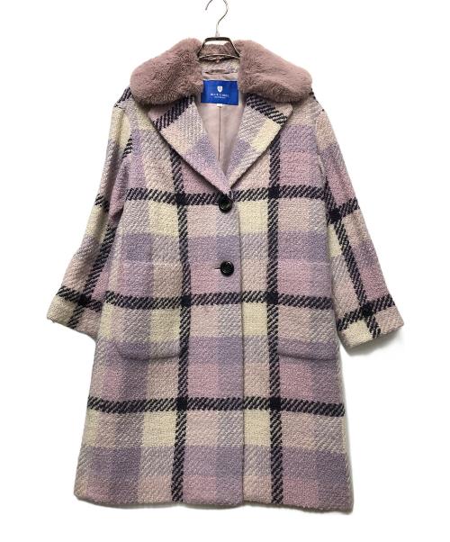 BLUE LABEL CRESTBRIDGE（ブルーレーベルクレストブリッジ）BLUE LABEL CRESTBRIDGE (ブルーレーベルクレストブリッジ) ツイードチェックコート ラベンダー サイズ:38の古着・服飾アイテム