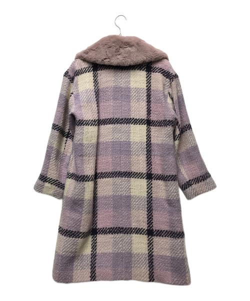 BLUE LABEL CRESTBRIDGE（ブルーレーベルクレストブリッジ）BLUE LABEL CRESTBRIDGE (ブルーレーベルクレストブリッジ) ツイードチェックコート ラベンダー サイズ:38の古着・服飾アイテム