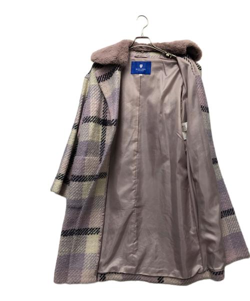 BLUE LABEL CRESTBRIDGE（ブルーレーベルクレストブリッジ）BLUE LABEL CRESTBRIDGE (ブルーレーベルクレストブリッジ) ツイードチェックコート ラベンダー サイズ:38の古着・服飾アイテム