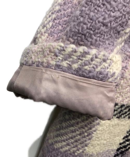 BLUE LABEL CRESTBRIDGE（ブルーレーベルクレストブリッジ）BLUE LABEL CRESTBRIDGE (ブルーレーベルクレストブリッジ) ツイードチェックコート ラベンダー サイズ:38の古着・服飾アイテム