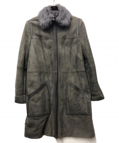 極美品 ヒューゴボス 現行タグ パッチワーク ムートンコート Lサイズ 中古・古着通販】HUGO BOSS (ヒューゴ ボス) ムートンコート グレー