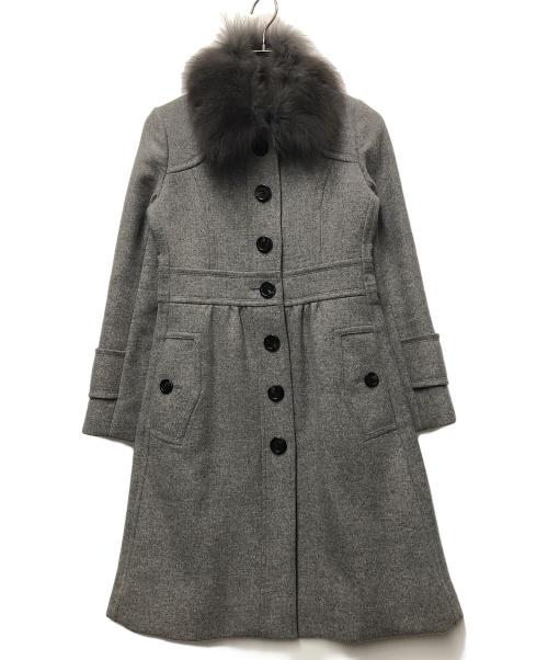 BURBERRY BLUE LABEL（バーバリーロンドンブルーレーベル）BURBERRY BLUE LABEL (バーバリーロンドンブルーレーベル) アンゴラ混Aラインコート グレー サイズ:40の古着・服飾アイテム