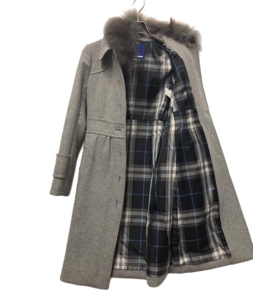 BURBERRY BLUE LABEL（バーバリーロンドンブルーレーベル）BURBERRY BLUE LABEL (バーバリーロンドンブルーレーベル) アンゴラ混Aラインコート グレー サイズ:40の古着・服飾アイテム