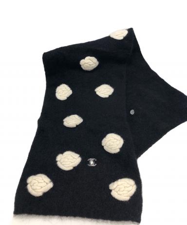 CHANEL ターンロック カメリア マフラー ヴィンテージ ブラック 中古・古着通販】CHANEL (シャネル) カメリアターンロックマフラー