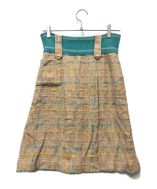 CHANEL（シャネル）CHANEL (シャネル) ツイードスカート ベージュ×ブルー サイズ:40の古着・服飾アイテム