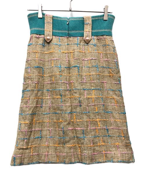 CHANEL（シャネル）CHANEL (シャネル) ツイードスカート ベージュ×ブルー サイズ:40の古着・服飾アイテム