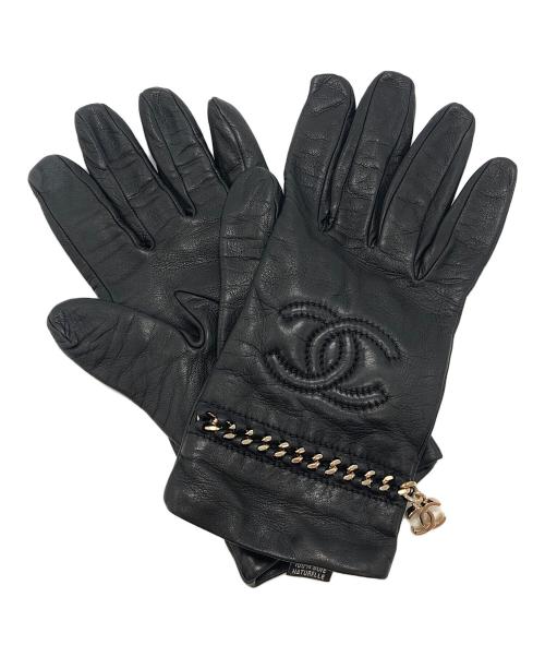 CHANEL（シャネル）CHANEL (シャネル) デカココマーク レザーグローブ ブラックの古着・服飾アイテム