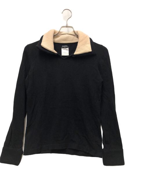 CHANEL（シャネル）CHANEL (シャネル) 厚手ニット ブラック×ベージュ サイズ:42の古着・服飾アイテム