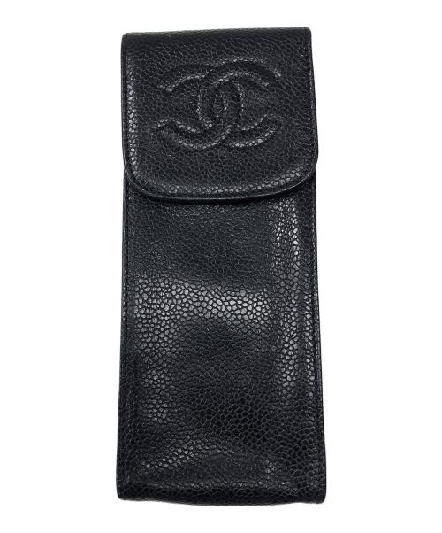 CHANEL（シャネル）CHANEL (シャネル) キャビアスキンメガネケース ブラックの古着・服飾アイテム