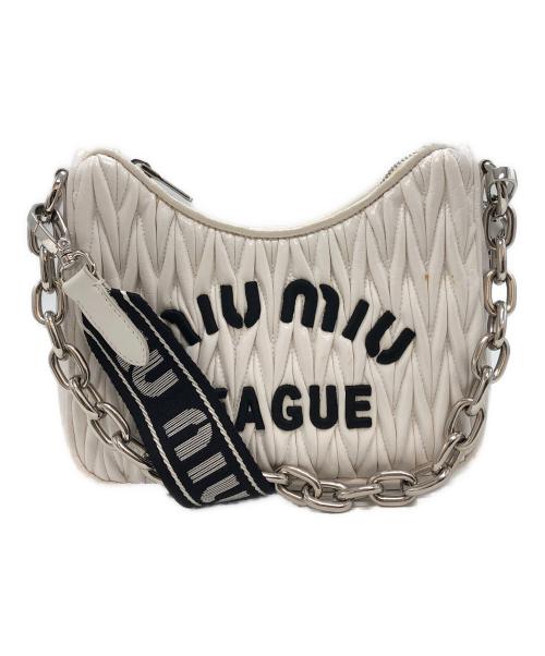 MIU MIU（ミュウミュウ）MIU MIU (ミュウミュウ) マテラッセ　2WAYショルダーバッグ ホワイト×ブラックの古着・服飾アイテム