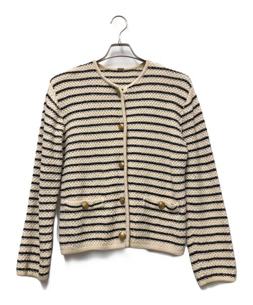 Mila Owen（ミラオーウェン）Mila Owen (ミラオーウェン) 厚手カーディガン アイボリー×ブラック サイズ:1の古着・服飾アイテム