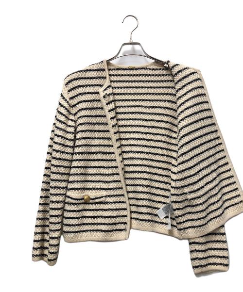 Mila Owen（ミラオーウェン）Mila Owen (ミラオーウェン) 厚手カーディガン アイボリー×ブラック サイズ:1の古着・服飾アイテム