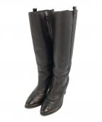 CHANELシャネル）の古着「ポインテッドトゥロングブーツ」｜ブラック