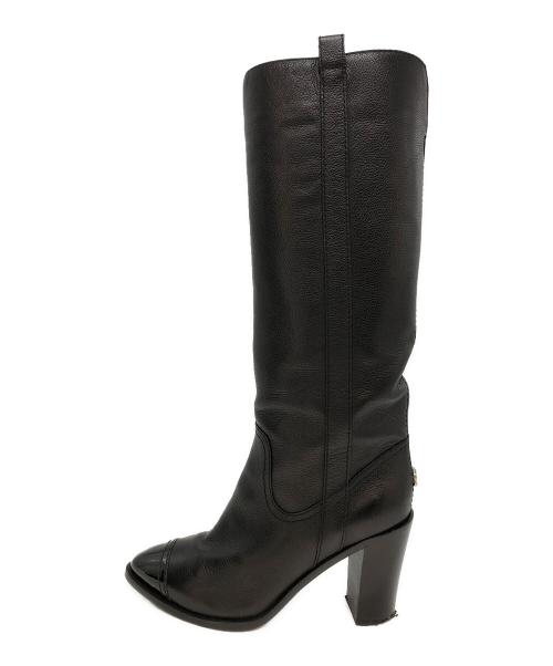 CHANEL（シャネル）CHANEL (シャネル) ポインテッドトゥロングブーツ ブラック サイズ:37の古着・服飾アイテム