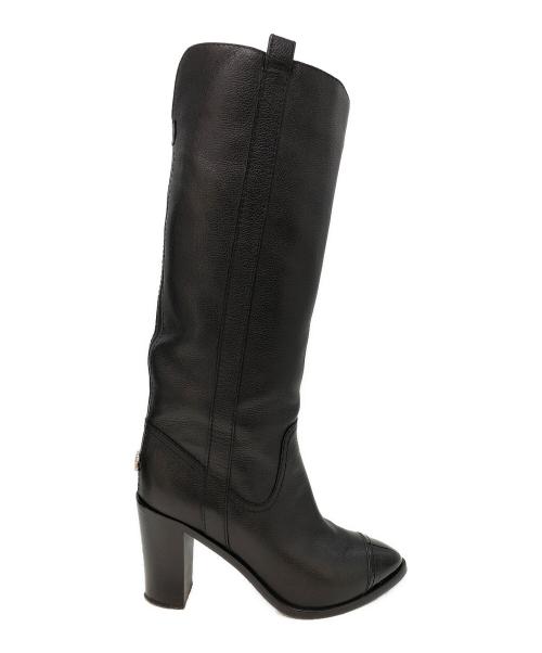 CHANEL（シャネル）CHANEL (シャネル) ポインテッドトゥロングブーツ ブラック サイズ:37の古着・服飾アイテム