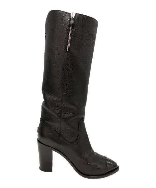 CHANEL（シャネル）CHANEL (シャネル) ポインテッドトゥロングブーツ ブラック サイズ:37の古着・服飾アイテム