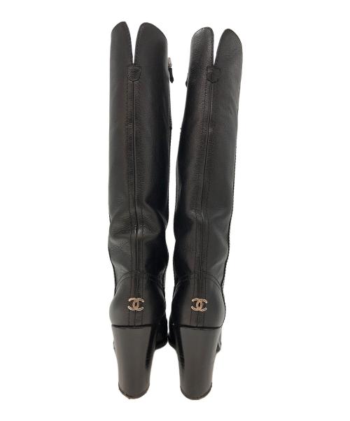 CHANEL（シャネル）CHANEL (シャネル) ポインテッドトゥロングブーツ ブラック サイズ:37の古着・服飾アイテム
