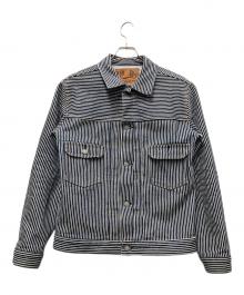 KOJIMA GENES（コジマジーンズ）の古着「デニム＆ヒッコリー ヘビー ジャケット」｜ホワイト×ネイビー