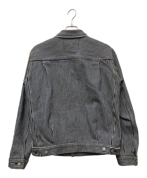 KOJIMA GENES（コジマジーンズ）KOJIMA GENES (コジマジーンズ) デニム＆ヒッコリー ヘビー ジャケット ホワイト×ネイビー サイズ:Lの古着・服飾アイテム