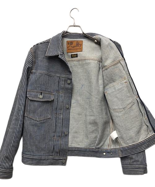 KOJIMA GENES（コジマジーンズ）KOJIMA GENES (コジマジーンズ) デニム＆ヒッコリー ヘビー ジャケット ホワイト×ネイビー サイズ:Lの古着・服飾アイテム