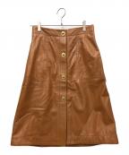 COACHコーチ）の古着「レザースカート」｜ブラウン