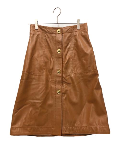 COACH（コーチ）COACH (コーチ) レザースカート ブラウン サイズ:2の古着・服飾アイテム