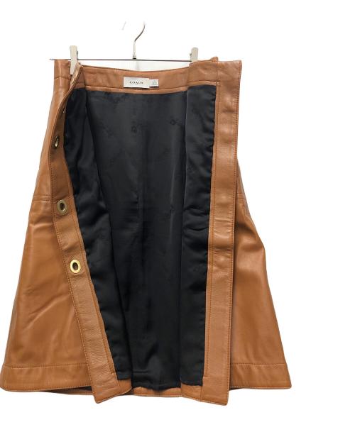 COACH（コーチ）COACH (コーチ) レザースカート ブラウン サイズ:2の古着・服飾アイテム