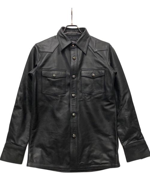 HORN WORKS（ホーンワークス）HORN WORKS (ホーンワークス) レザーウエスタンシャツ ブラック サイズ:Mの古着・服飾アイテム