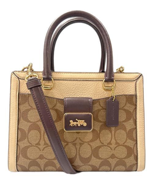 COACH（コーチ）COACH (コーチ) グレース キャリーオール・シグネチャーキャンバスバッグ ブラウンの古着・服飾アイテム