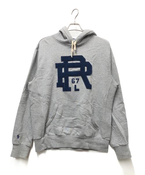 POLO RALPH LAUREN（ポロ・ラルフローレン）POLO RALPH LAUREN (ポロ・ラルフローレン) ロゴワッペンプルオーバーパーカー グレー×ネイビー サイズ:Mの古着・服飾アイテム