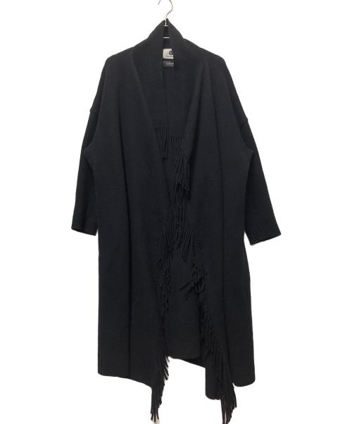 journal standard L'essage（ジャーナルスタンダード レサージュ）journal standard L'essage (ジャーナルスタンダード レサージュ) フリンジロングコート ブラック サイズ:FREEの古着・服飾アイテム